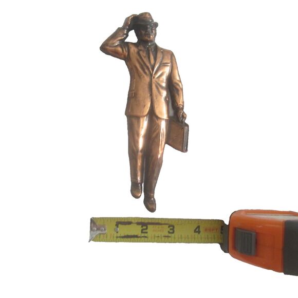 Vintage Copper finish Figure Traveling Door to Door Salesman 50s Midcentury Mod - Picture 4 of 8
